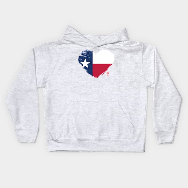 U.S. State - I Love Texas - Texas Flag Kids Hoodie by ArtProjectShop